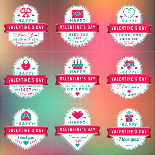 Vintage valentines day labels vector set 07 Vintage valentines day labels vector set 07