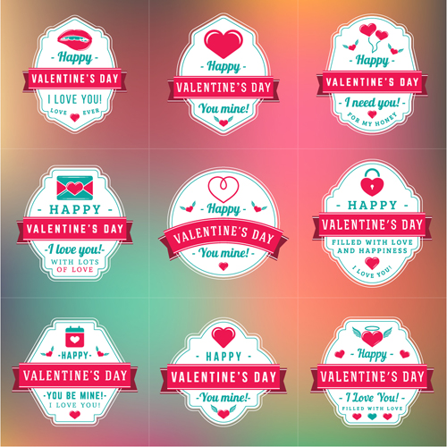 Vintage valentines day labels vector set 09 Vintage valentines day labels vector set 09