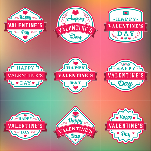Vintage valentines day labels vector set 10 Vintage valentines day labels vector set 10