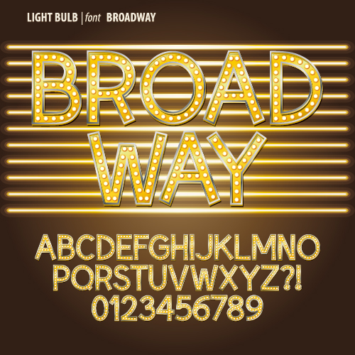 yellow number light blub alphabet 