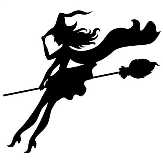 witch silhouette fly 