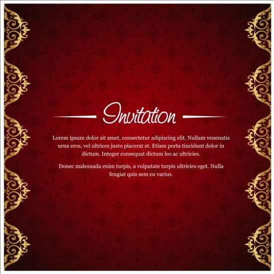 red invitation golden background 