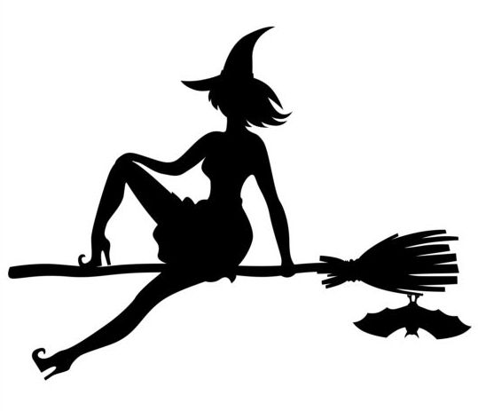 witch silhouette fly 