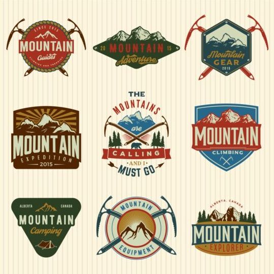 Retro font mountain labels 