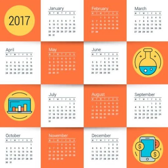 grid calendar 2017 