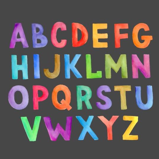 watercolor colorful alphabet 