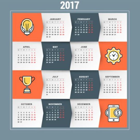 grid calendar 2017 