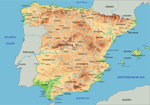 Spain Physical map 