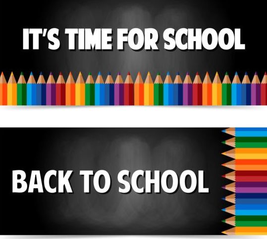 school pencils colored banners back 