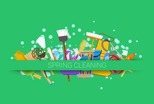 spring creative cleaning background 