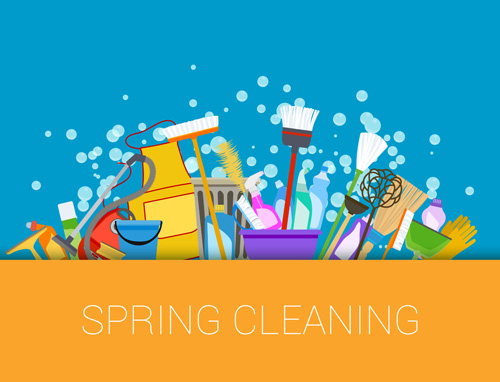 spring creative cleaning background 