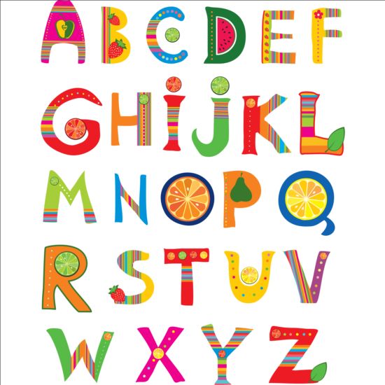 fruits cute alphabet 