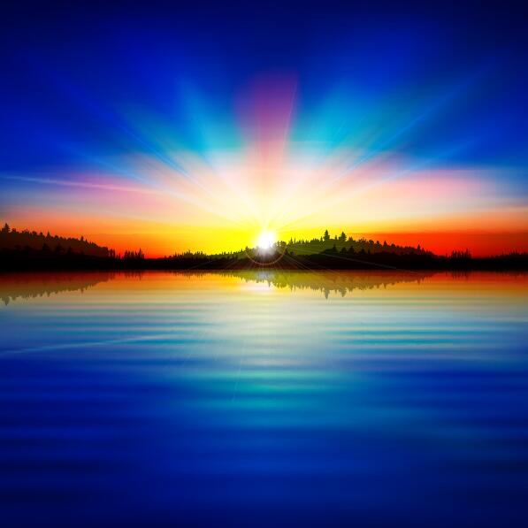 sunset landscape lake 
