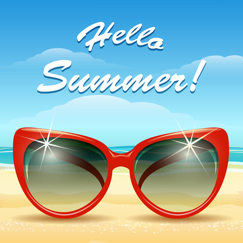 sunglasses summer beach background 