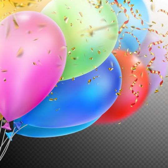 illustration confetti colorful balloons background 