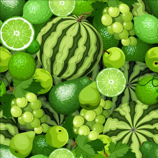 seamless pattern green fruits 
