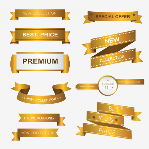 ribbons luxury golden banners 