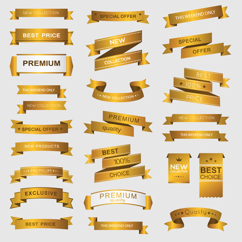ribbons luxury golden banners 