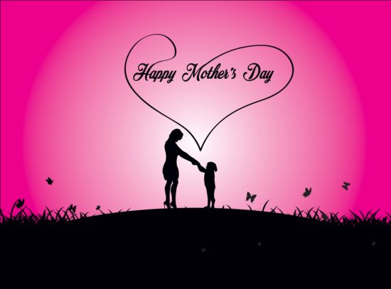 silhouetter Mother's elegant day background 