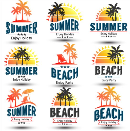 summer palm labels holiday 