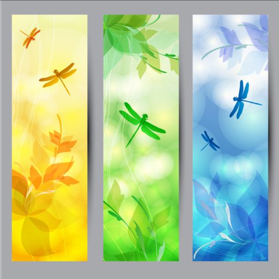 floral dragonfly banners 