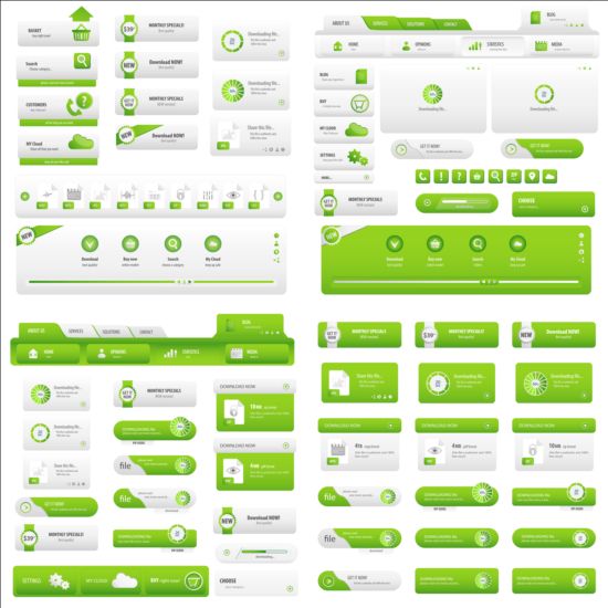 website menu green buttons 