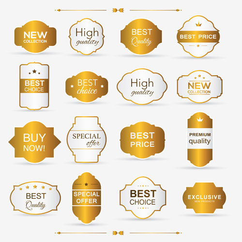 Retro font labels golden 