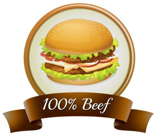 vintage label hamburger beef 