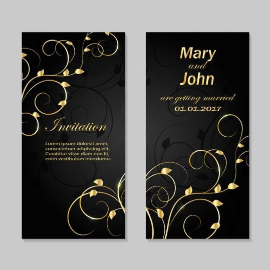 wedding invitation gold floral card 