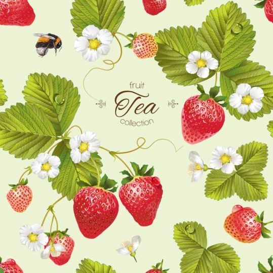 tea strawberry fruit background 