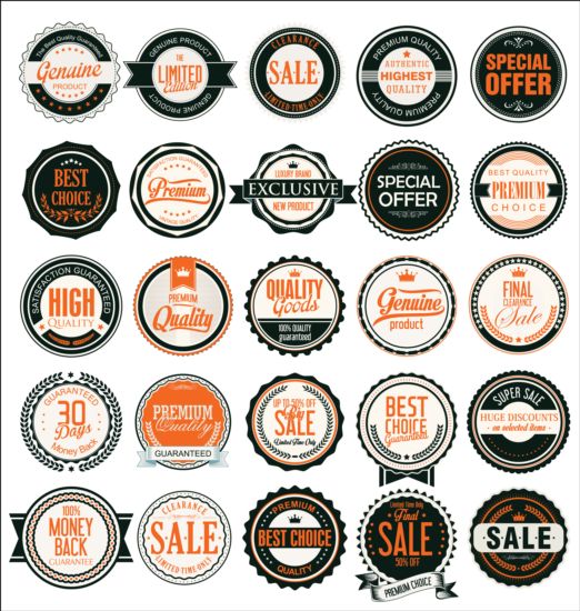 Retro font labels badges 