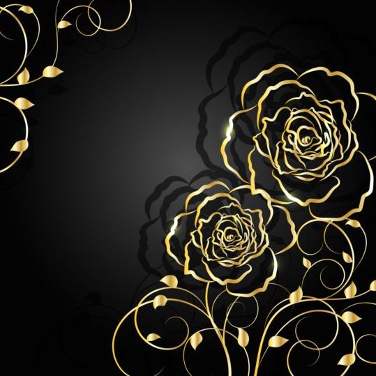 golden flower black background 
