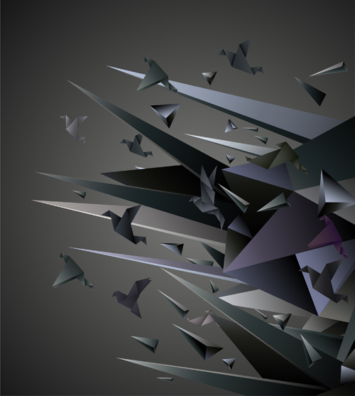 origami modern flying birds background 