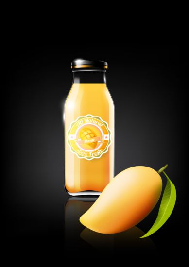 mango juice glass bottle 