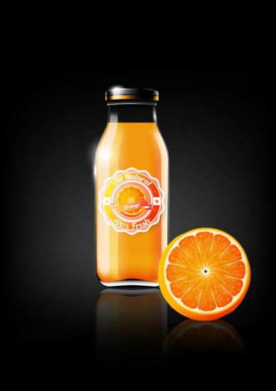 orange juice glass bottle 
