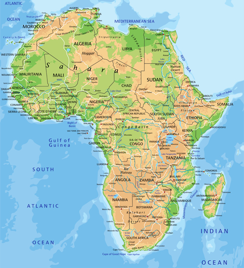 Physical map africa 