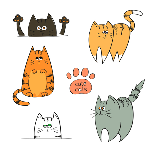 funny doodle cats  