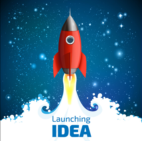 startup rocket design background 