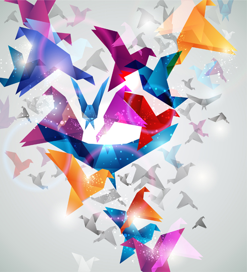 origami colorful birds 