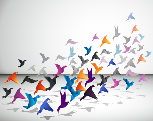 origami colorful birds 