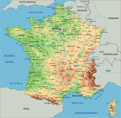 Physical map france 