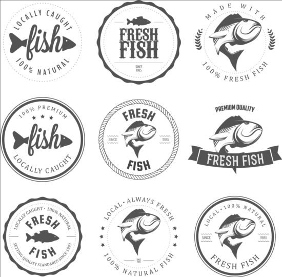 vintage labels fresh fish 