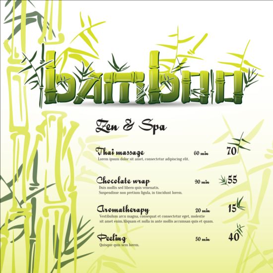 spa menu bamboo 