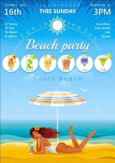 poster beautiful beach party 