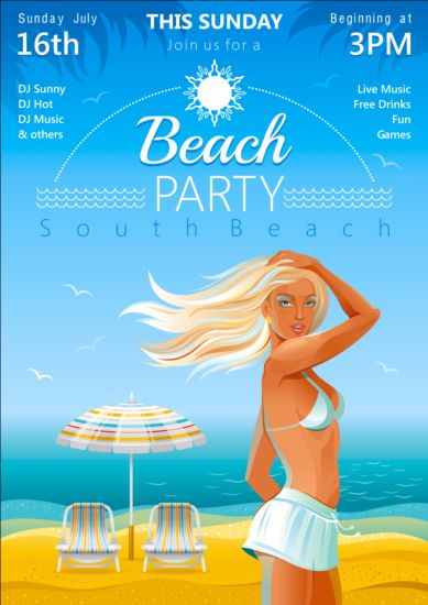 poster girl beautiful beach party 