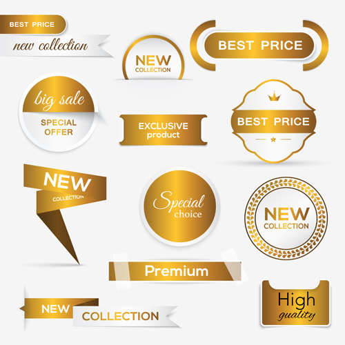 labels golden banners 