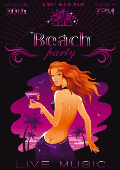 poster girl beautiful beach party beach 