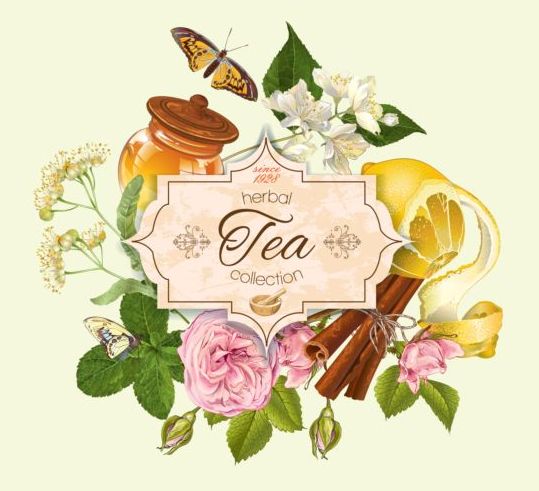 vintage tea herbal background 