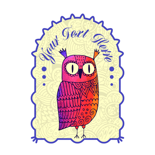 owl floral card 