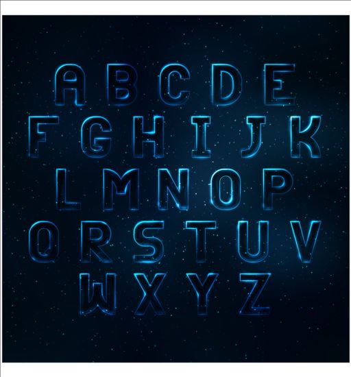 light blue alphabet 